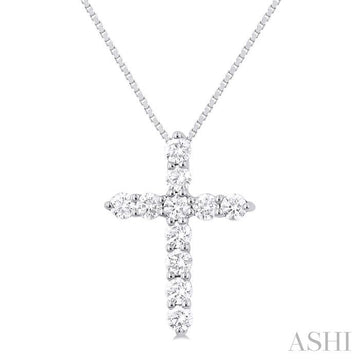 14K White Gold .33Carat TW Diamond Cross Pendant